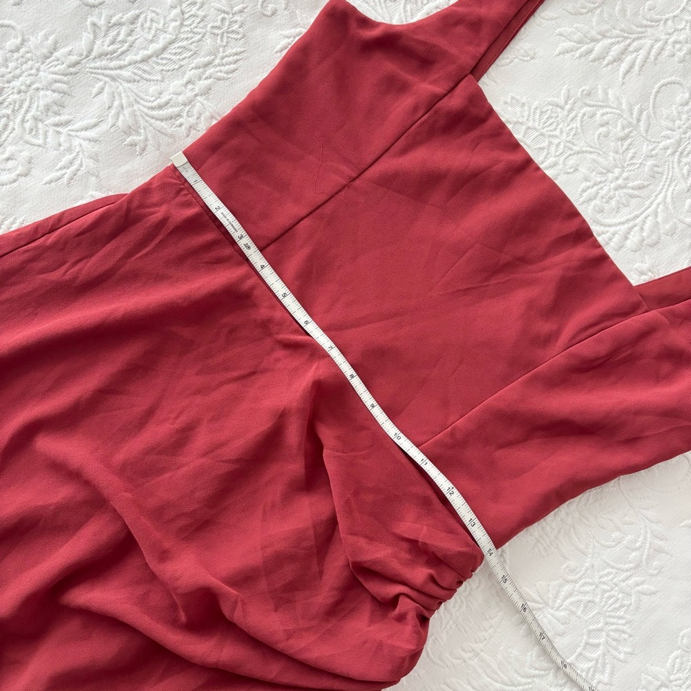 NWT Lulus Glamorous Disposition Rust Ruched Maxi Dress Medium - Picture 8 of 9